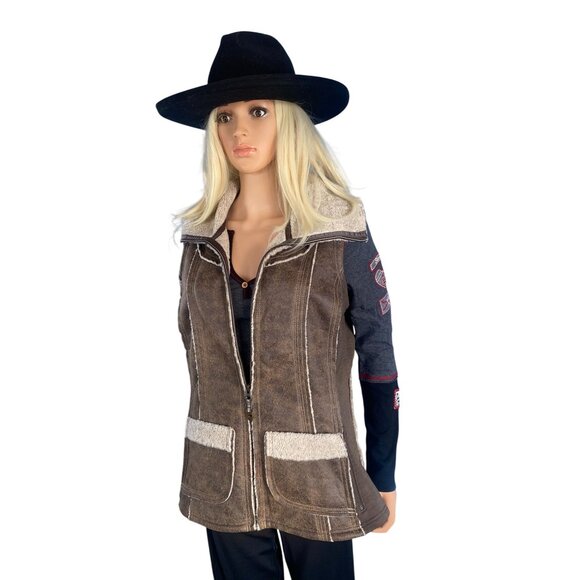 NWT Kuhl Women's LARGE Dani Sherpa Vest Brown MSRP$219 New - Picture 7 of 17